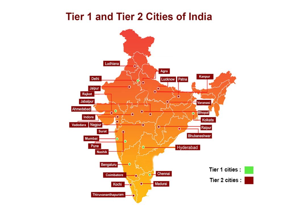 Tier 1 & Tier 2 Cities of India